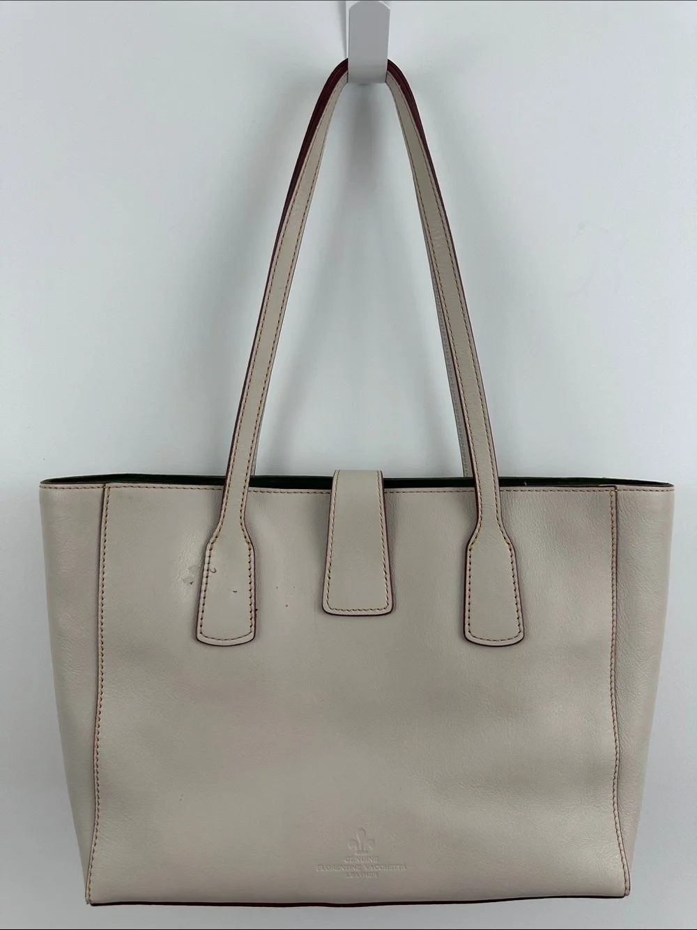 Dooney & Bourke Florentine Vacchetta Leather Tote Putty Small Gold Logo Bag